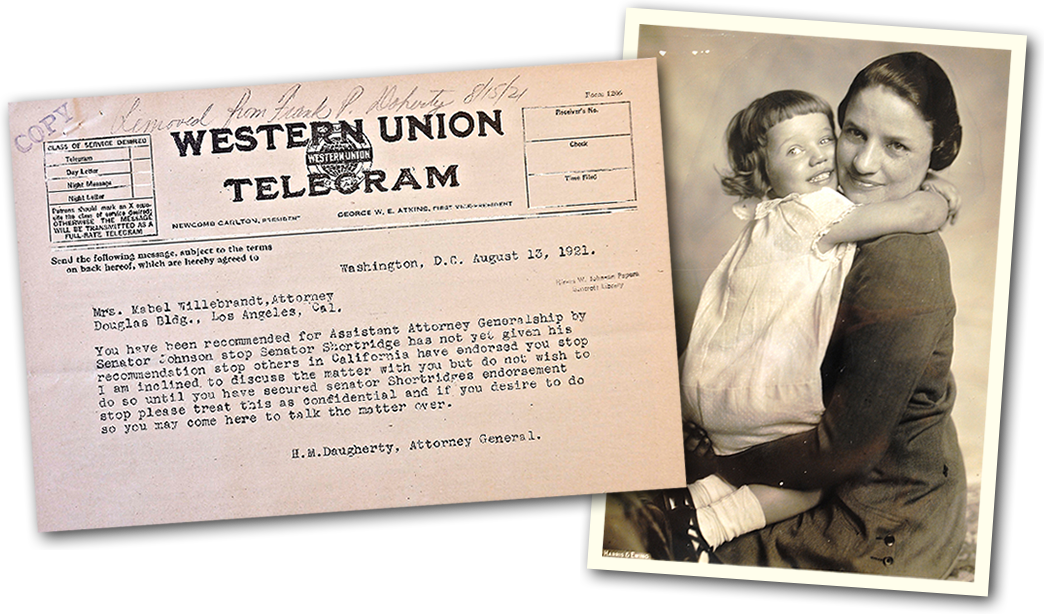 Mabel Willebrandt telegram and photo.