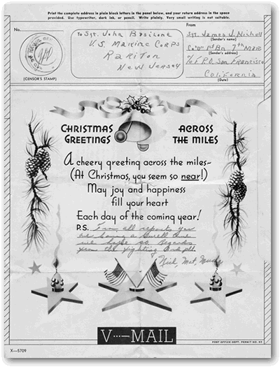 Basilone Christmas Card From Dog Company Friends