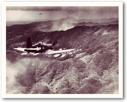 Close air support by a marine corp Corsair.