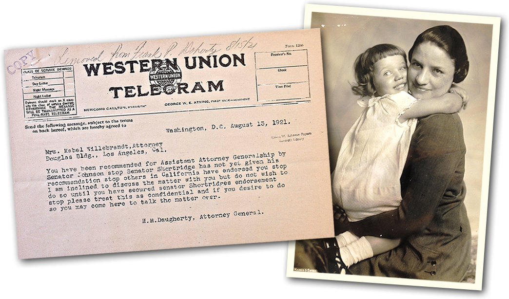 Mabel Willebrandt telegram and photo.